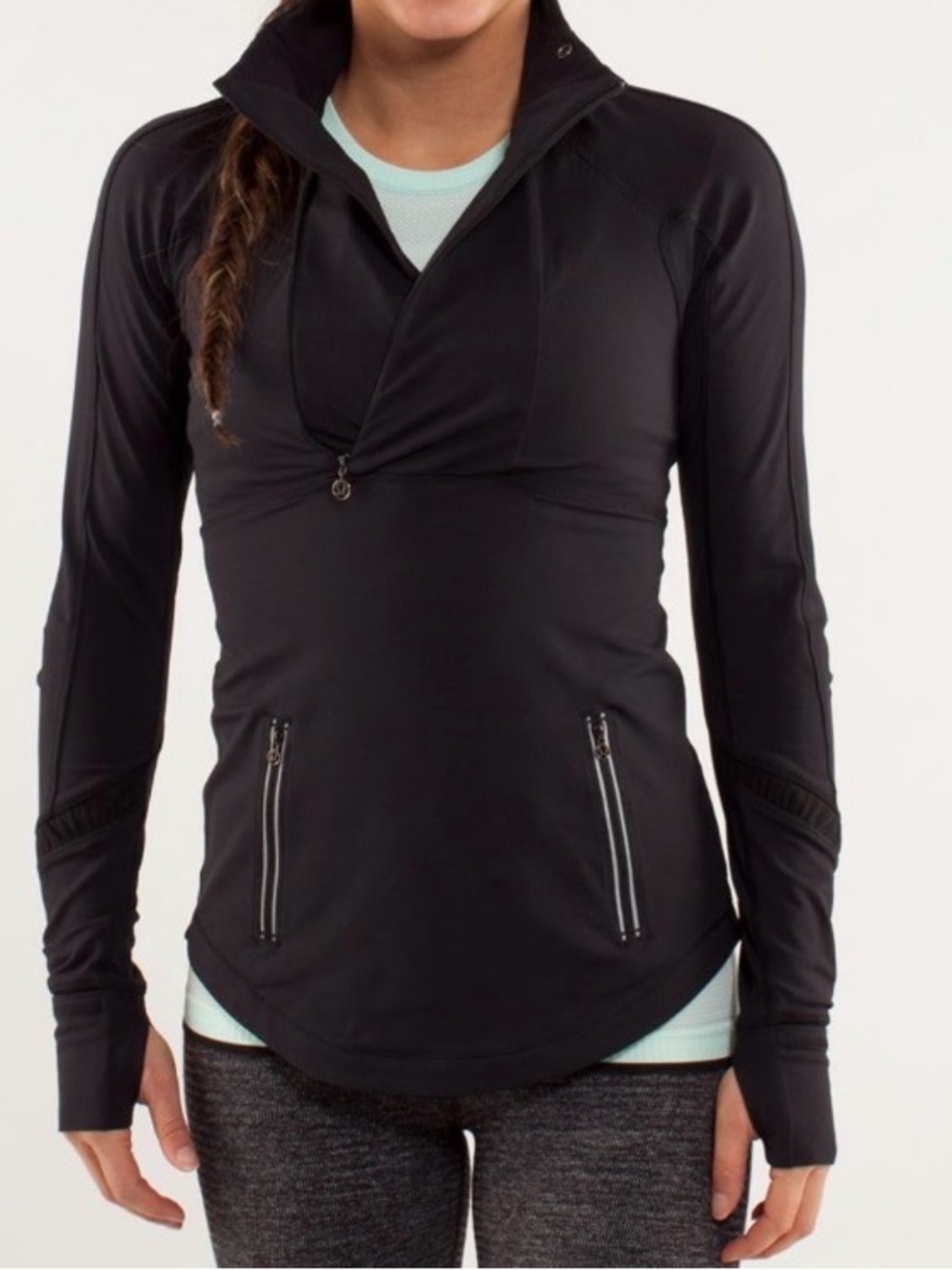 LULULEMON Women’s Run Reflect Black Long-Sleeve Half-Zip Performance Top Size 2